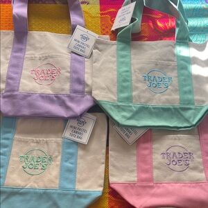 Trader Joe's Mini Pastel Canvas Tote Bag Set